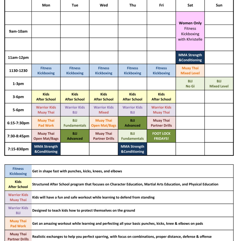 Fight and Fitness MMA Schedule - Fight and Fitness MMA